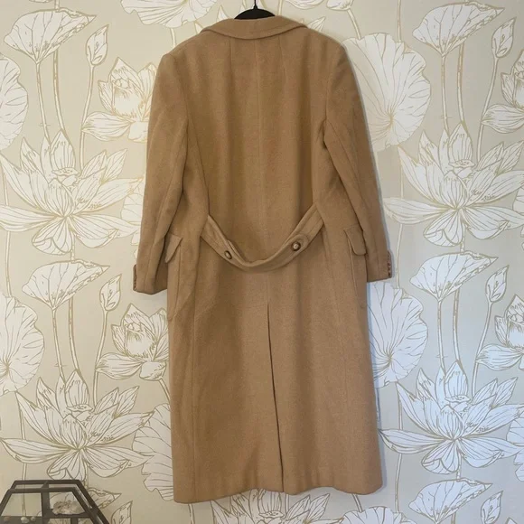 Vintage Lands End 100% Camel Hair Wool Double-Breasted Trench Coat - Size 10 - Picture 3 of 11